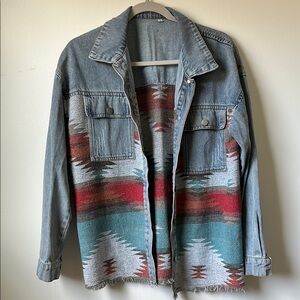 Oversized Aztec Denim Jacket